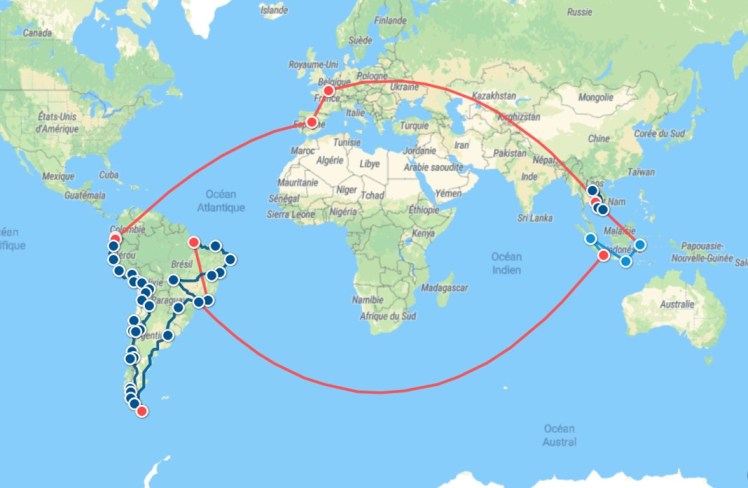 itinéraire tour du monde