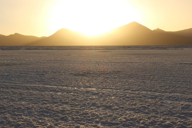 Coucher de soleil dans le salar